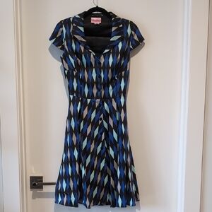 Pinup Couture Black and Blue Fit and Flare Midi Dress